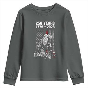 Fireman 250 Years of America Youth Sweatshirt Firefighter Red US Patriotic 4th Of July TS14 Dark Heather Print Your Wear