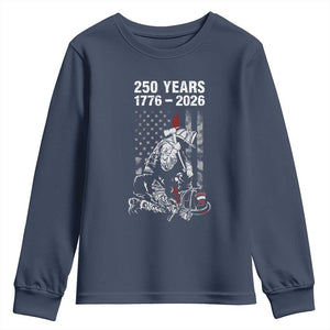 Fireman 250 Years of America Youth Sweatshirt Firefighter Red US Patriotic 4th Of July TS14 Navy Print Your Wear