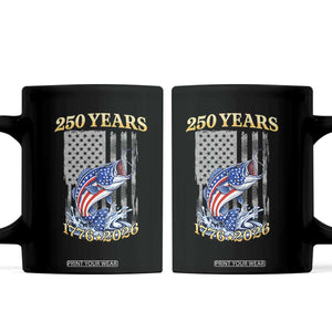 250th Anniversary USA Fishing Coffee Mug Patriotic Fisherman American Flag TS14 Black Print Your Wear