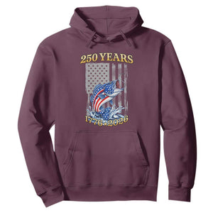250th Anniversary USA Fishing Hoodie Patriotic Fisherman American Flag TS14 Maroon Print Your Wear