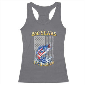 America 250th Fishing Racerback Tank Top Patriotic Fisherman American Flag TS14 Charcoal Print Your Wear