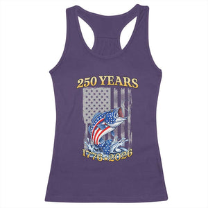 America 250th Fishing Racerback Tank Top Patriotic Fisherman American Flag TS14 Purple Print Your Wear