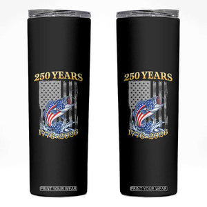 America 250th Fishing Skinny Tumbler Patriotic Fisherman American Flag TS14 Black Print Your Wear