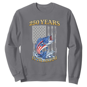 250th Anniversary USA Fishing Sweatshirt Patriotic Fisherman American Flag TS14 Charcoal Print Your Wear