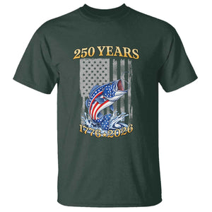 America 250th Fishing T Shirt Patriotic Fisherman American Flag TS14 Dark Forest Green Print Your Wear