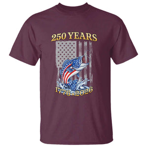 America 250th Fishing T Shirt Patriotic Fisherman American Flag TS14 Maroon Print Your Wear