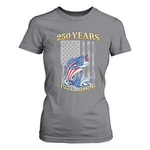 America 250th Fishing T Shirt For Women Patriotic Fisherman American Flag TS14 Charcoal Print Your Wear