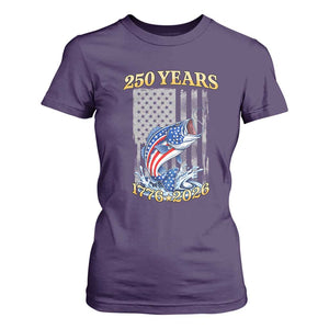 America 250th Fishing T Shirt For Women Patriotic Fisherman American Flag TS14 Purple Print Your Wear