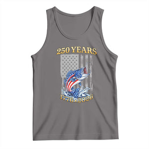 250th Anniversary USA Fishing Tank Top Patriotic Fisherman American Flag TS14 Deep Heather Print Your Wear