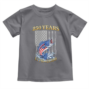 250th Anniversary USA Fishing Toddler T Shirt Patriotic Fisherman American Flag TS14 Charcoal Print Your Wear