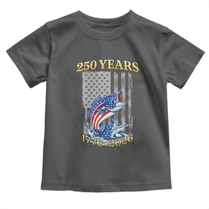 250th Anniversary USA Fishing Toddler T Shirt Patriotic Fisherman American Flag TS14 Dark Heather Print Your Wear