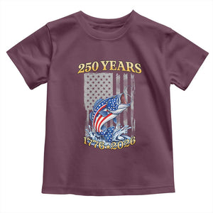 250th Anniversary USA Fishing Toddler T Shirt Patriotic Fisherman American Flag TS14 Maroon Print Your Wear