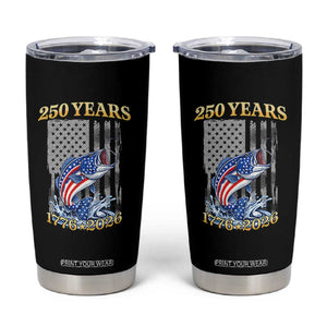 250th Anniversary USA Fishing Tumbler Cup Patriotic Fisherman American Flag TS14 Black Print Your Wear