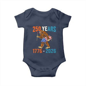 250th Anniversary USA Bigfoot Baby Onesie Funny Sasquatch American Flag Fireworks Fourth of July TS14 Navy Print Your Wear