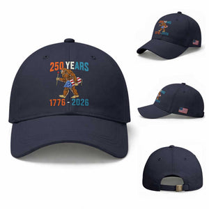 Bigfoot America 250 Baseball Cap Funny Sasquatch American Flag Fireworks Fourth of July TS14 Baseball Cap Universal Fit Navy Print Your Wear