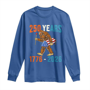 250th Anniversary USA Bigfoot Long Sleeve Shirt Funny Sasquatch American Flag Fireworks Fourth of July TS14 Royal Blue Print Your Wear