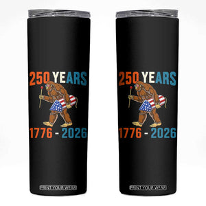 250th Anniversary USA Bigfoot Skinny Tumbler Funny Sasquatch American Flag Fireworks Fourth of July TS14 Black Print Your Wear