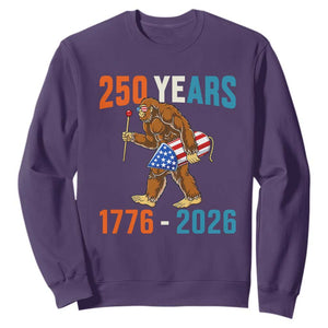 250th Anniversary USA Bigfoot Sweatshirt Funny Sasquatch American Flag Fireworks Fourth of July TS14 Purple Print Your Wear