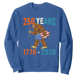 250th Anniversary USA Bigfoot Sweatshirt Funny Sasquatch American Flag Fireworks Fourth of July TS14 Royal Blue Print Your Wear
