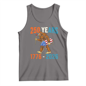250th Anniversary USA Bigfoot Tank Top Funny Sasquatch American Flag Fireworks Fourth of July TS14 Deep Heather Print Your Wear
