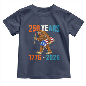 250th Anniversary USA Bigfoot Toddler T Shirt Funny Sasquatch American Flag Fireworks Fourth of July TS14 Navy Print Your Wear