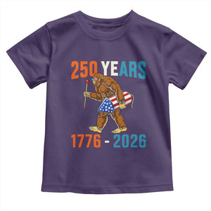 250th Anniversary USA Bigfoot Toddler T Shirt Funny Sasquatch American Flag Fireworks Fourth of July TS14 Purple Print Your Wear