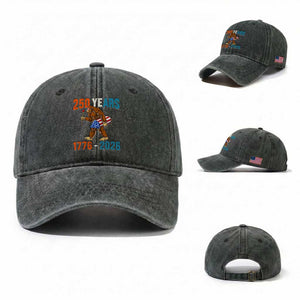Bigfoot America 250 Washed Cotton Baseball Cap Funny Sasquatch American Flag Fireworks Fourth of July TS14 Washed Cap Universal Fit Dark Green Print Your Wear