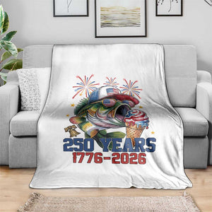 America 250th Fishing Throw Blanket Patriotic Bass Fish American Flag TS14 Print Your Wear