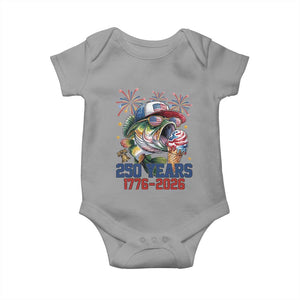 America 250th Fishing Baby Onesie Patriotic Bass Fish American Flag TS14 Sport Gray Print Your Wear