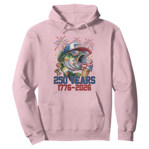 America 250th Fishing Hoodie Patriotic Bass Fish American Flag TS14 Light Pink Print Your Wear