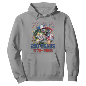 America 250th Fishing Hoodie Patriotic Bass Fish American Flag TS14 Sport Gray Print Your Wear