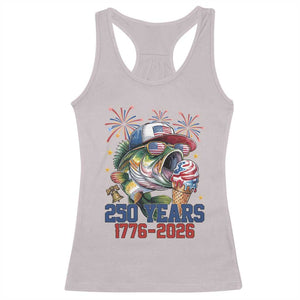 America 250th Fishing Racerback Tank Top Patriotic Bass Fish American Flag TS14 Ice Gray Print Your Wear