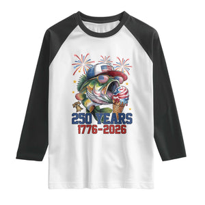 America 250th Fishing Raglan Shirt Patriotic Bass Fish American Flag TS14 White Black Print Your Wear