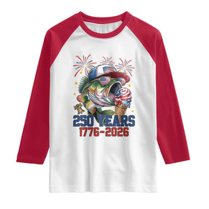 America 250th Fishing Raglan Shirt Patriotic Bass Fish American Flag TS14 White Red Print Your Wear