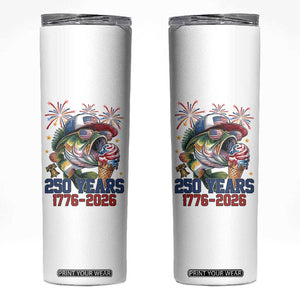 America 250th Fishing Skinny Tumbler Patriotic Bass Fish American Flag TS14 White Print Your Wear