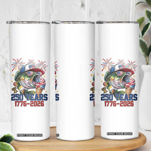 America 250th Fishing Skinny Tumbler Patriotic Bass Fish American Flag TS14 Print Your Wear