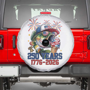 America 250th Fishing Spare Tire Cover Patriotic Bass Fish American Flag TS14 White Print Your Wear