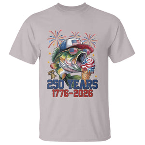 America 250th Fishing T Shirt Patriotic Bass Fish American Flag TS14 Ice Gray Print Your Wear
