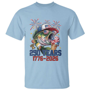 America 250th Fishing T Shirt Patriotic Bass Fish American Flag TS14 Light Blue Print Your Wear