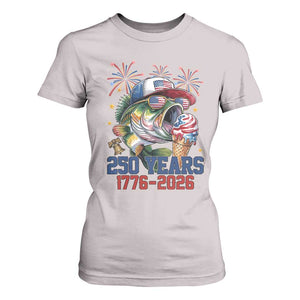America 250th Fishing T Shirt For Women Patriotic Bass Fish American Flag TS14 Ice Gray Print Your Wear