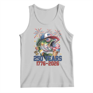 America 250th Fishing Tank Top Patriotic Bass Fish American Flag TS14 Ash Print Your Wear