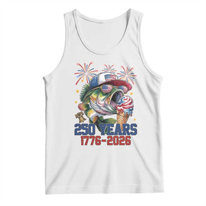 America 250th Fishing Tank Top Patriotic Bass Fish American Flag TS14 White Print Your Wear