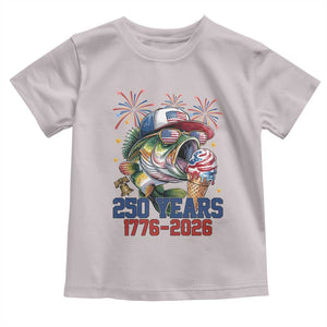 America 250th Fishing Toddler T Shirt Patriotic Bass Fish American Flag TS14 Ice Gray Print Your Wear