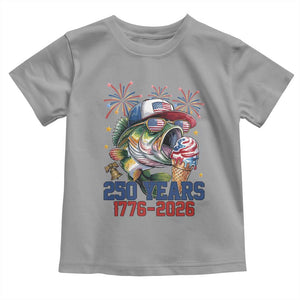 America 250th Fishing Toddler T Shirt Patriotic Bass Fish American Flag TS14 Sport Gray Print Your Wear