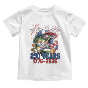 America 250th Fishing Toddler T Shirt Patriotic Bass Fish American Flag TS14 White Print Your Wear