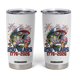 America 250th Fishing Tumbler Cup Patriotic Bass Fish American Flag TS14 White Print Your Wear