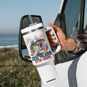 America 250th Fishing Tumbler With Handle Patriotic Bass Fish American Flag TS14 Print Your Wear