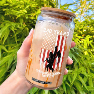250th Anniversary USA Glass Can Bigfoot Patriotic American USA Flag TS14 Black Print Your Wear