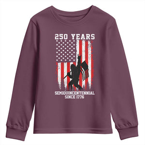 250th Anniversary USA Youth Sweatshirt Bigfoot Patriotic American USA Flag TS14 Maroon Print Your Wear