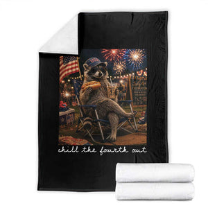 Funny Raccoon 4th of July Throw Blanket Chill The Fourth Out TS14 Black Print Your Wear
